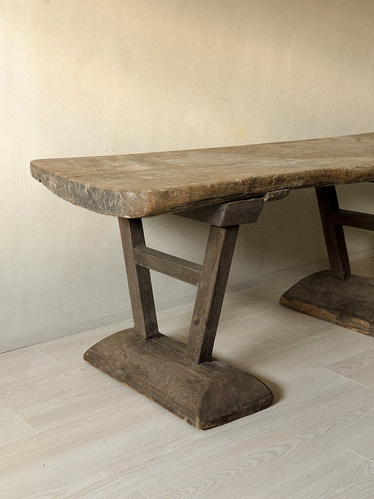 A Primitive Wabi Sabi Console table on Block Feet, Norway c. 1700s - Image 3