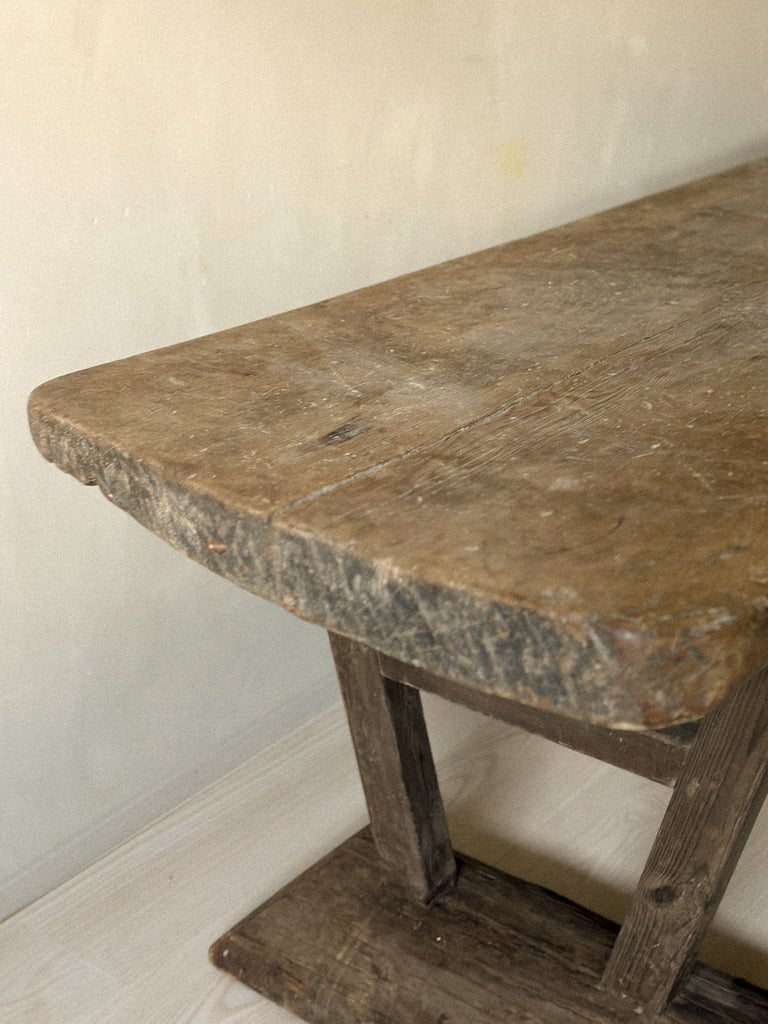 A Primitive Wabi Sabi Console table on Block Feet, Norway c. 1700s - Image 9