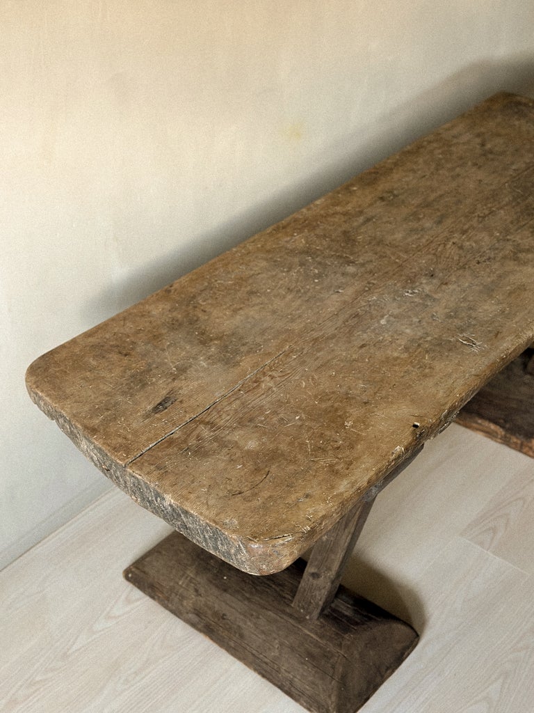 A Primitive Wabi Sabi Console table on Block Feet, Norway c. 1700s - Image 6