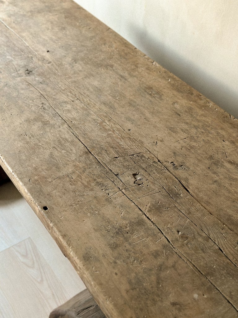 A Primitive Wabi Sabi Console table on Block Feet, Norway c. 1700s - Image 5