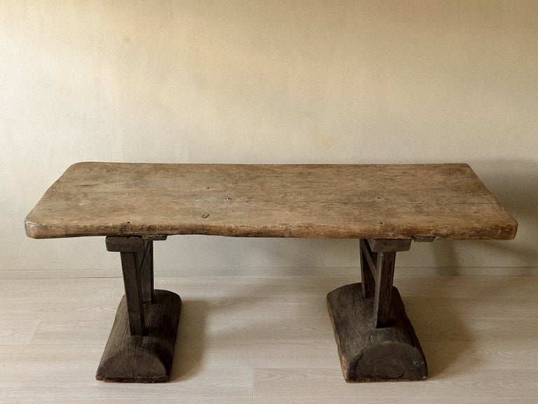 A Primitive Wabi Sabi Console table on Block Feet, Norway c. 1700s - Image 2