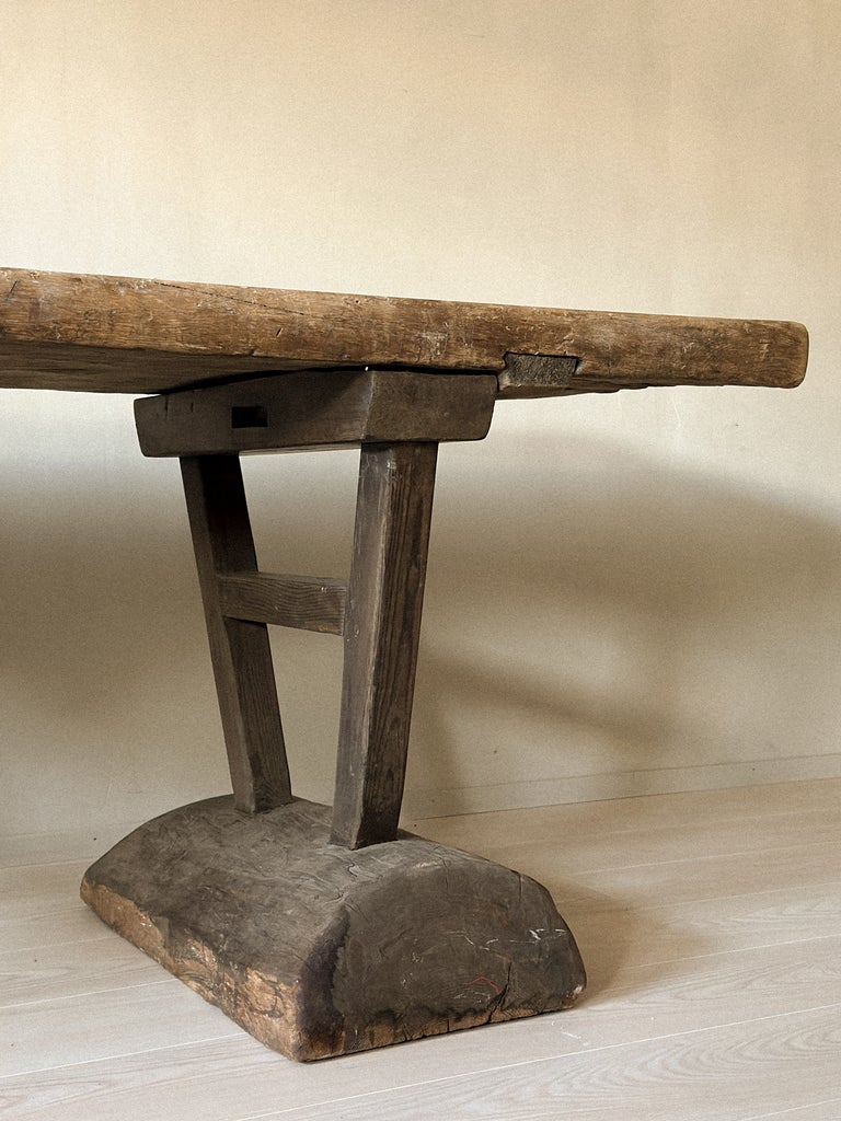 A Primitive Wabi Sabi Console table on Block Feet, Norway c. 1700s - Image 8