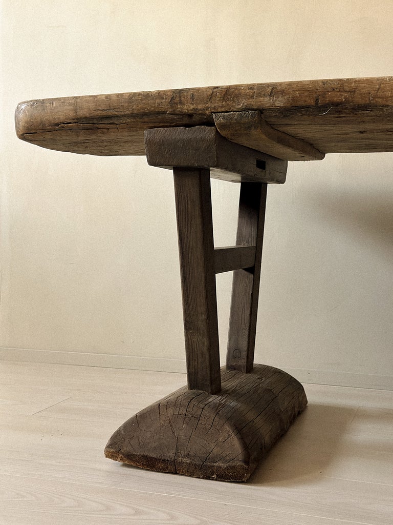A Primitive Wabi Sabi Console table on Block Feet, Norway c. 1700s - Image 10