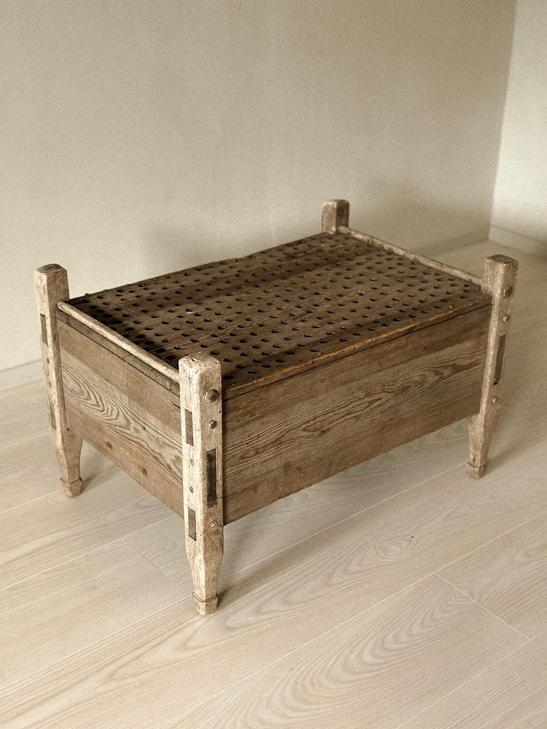 Antique Straining Box, Side Table, Wabi Sabi Scandinavia, 19th Century - Image 7