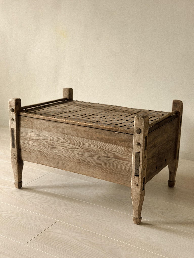 Antique Straining Box, Side Table, Wabi Sabi Scandinavia, 19th Century