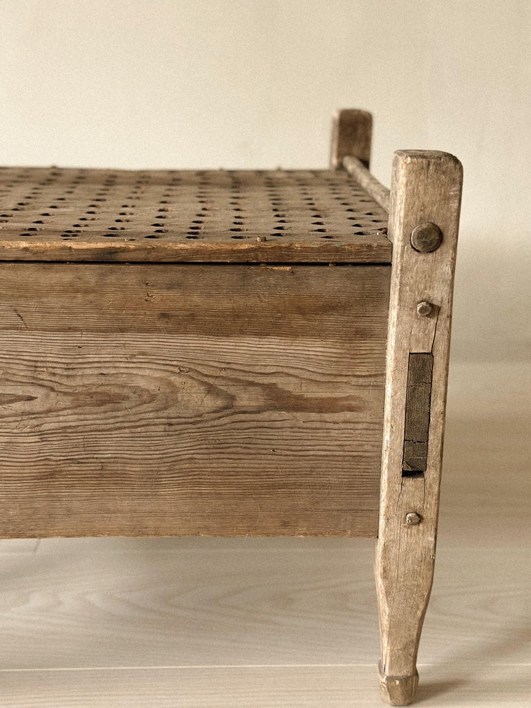 Antique Straining Box, Side Table, Wabi Sabi Scandinavia, 19th Century - Image 6