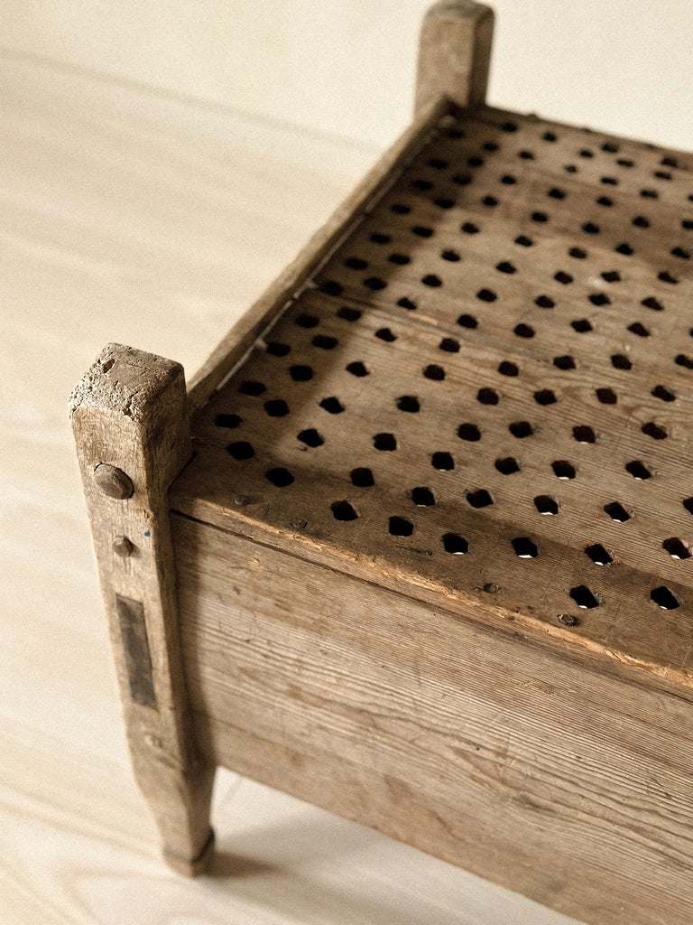 Antique Straining Box, Side Table, Wabi Sabi Scandinavia, 19th Century - Image 5