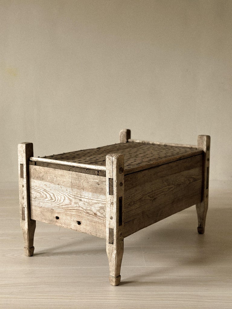 Antique Straining Box, Side Table, Wabi Sabi Scandinavia, 19th Century - Image 4