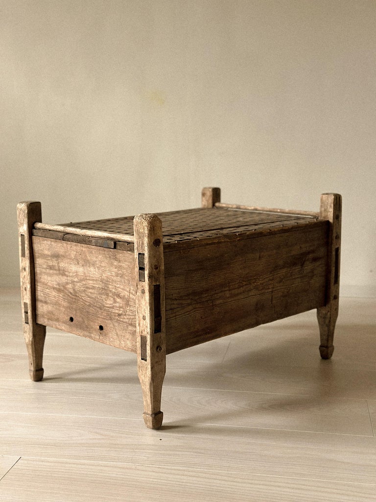 Antique Straining Box, Side Table, Wabi Sabi Scandinavia, 19th Century - Image 3