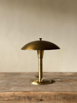 Mid-Century Brass Table Lamp with Adjustable Dome Shade, Norway c. 1950s