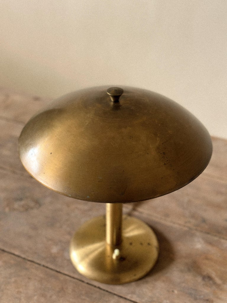 Mid-Century Brass Table Lamp with Adjustable Dome Shade, Norway c. 1950s - Image 8