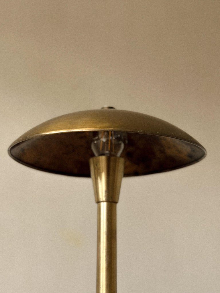 Mid-Century Brass Table Lamp with Adjustable Dome Shade, Norway c. 1950s - Image 2