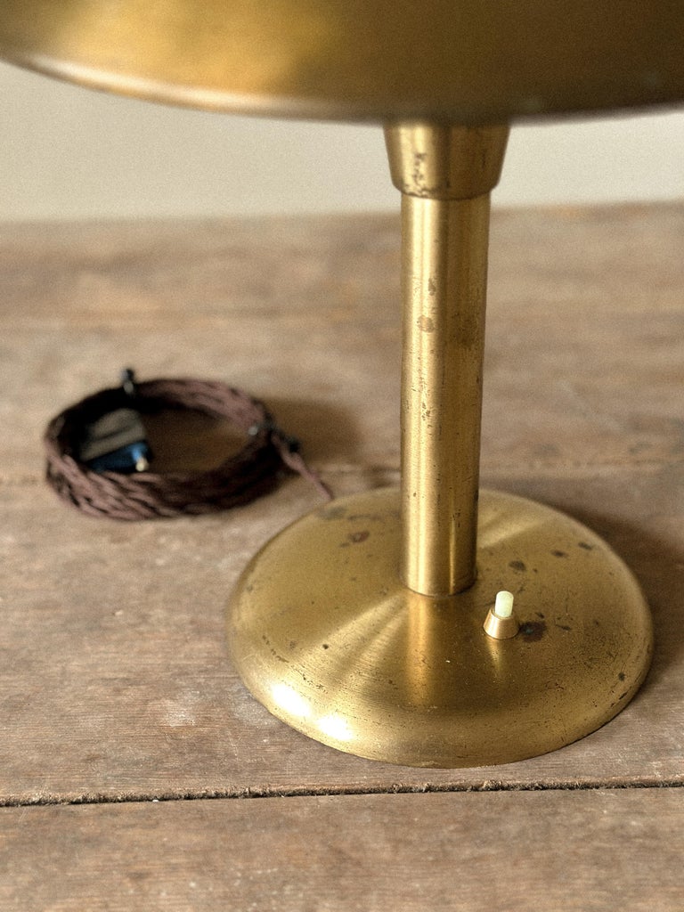 Mid-Century Brass Table Lamp with Adjustable Dome Shade, Norway c. 1950s - Image 7