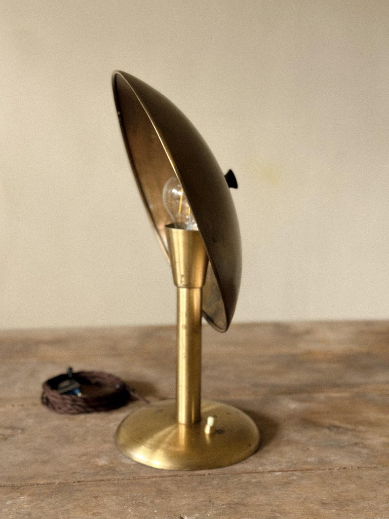 Mid-Century Brass Table Lamp with Adjustable Dome Shade, Norway c. 1950s - Image 5