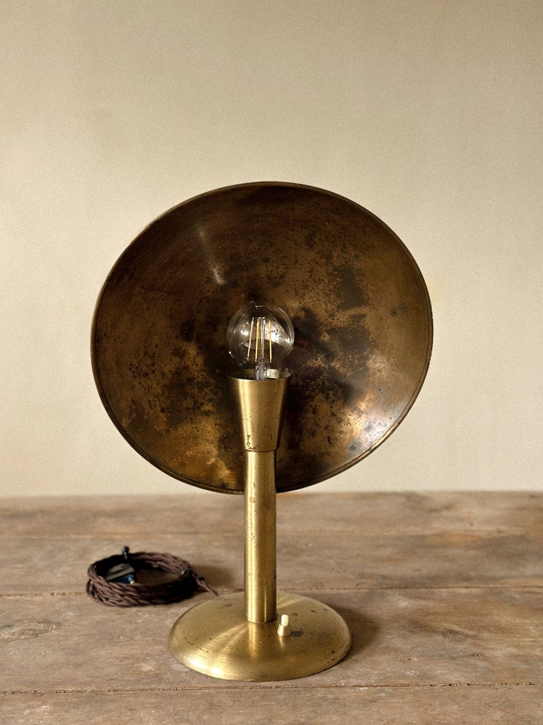 Mid-Century Brass Table Lamp with Adjustable Dome Shade, Norway c. 1950s - Image 4