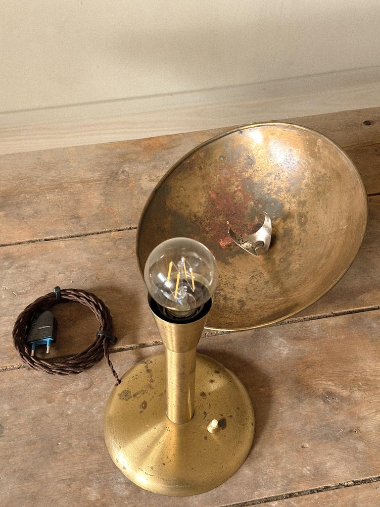 Mid-Century Brass Table Lamp with Adjustable Dome Shade, Norway c. 1950s - Image 10
