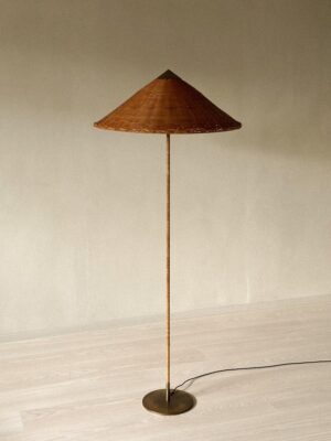 Paavo Tynell Floor Lamp Model 9602, "Chinese Hat", Taito, Finland, c. 1940s