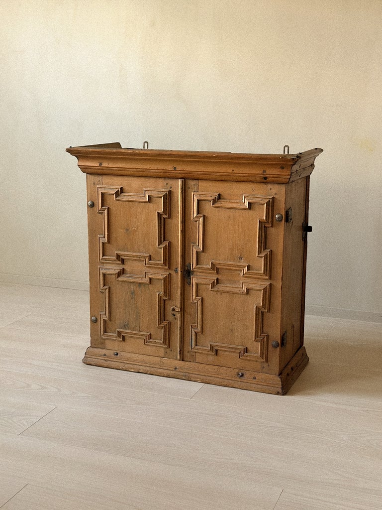 A Baroque Panelled Pine Wall Cabinet, Norway, 18th Century