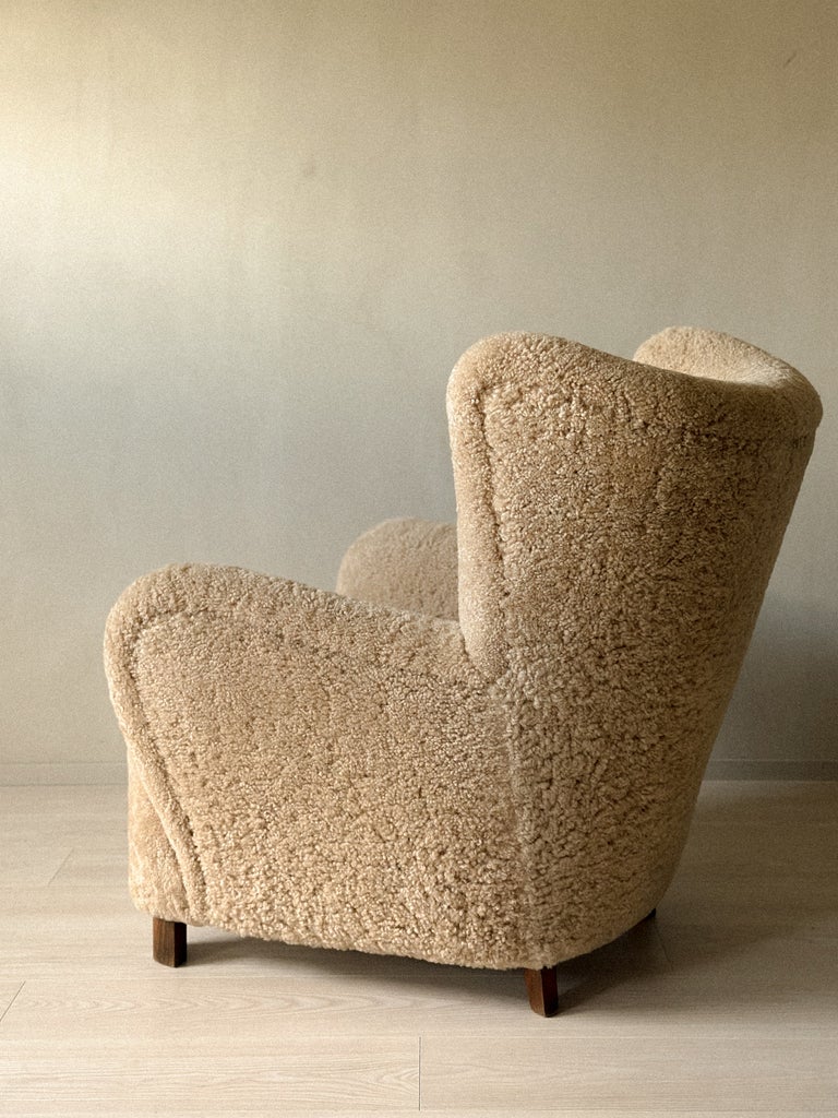A Danish Cabinetmaker Lounge Chair in Shearling, Denmark c. 1940s - Image 6