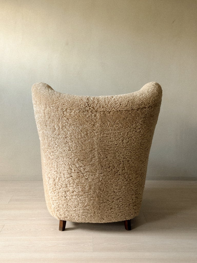 A Danish Cabinetmaker Lounge Chair in Shearling, Denmark c. 1940s - Image 5