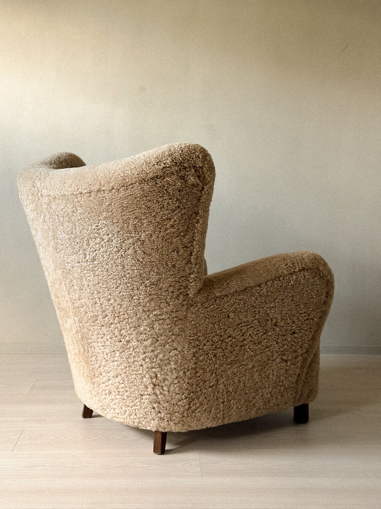 A Danish Cabinetmaker Lounge Chair in Shearling, Denmark c. 1940s - Image 3