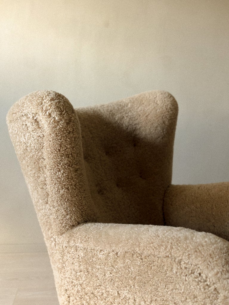 A Danish Cabinetmaker Lounge Chair in Shearling, Denmark c. 1940s - Image 8
