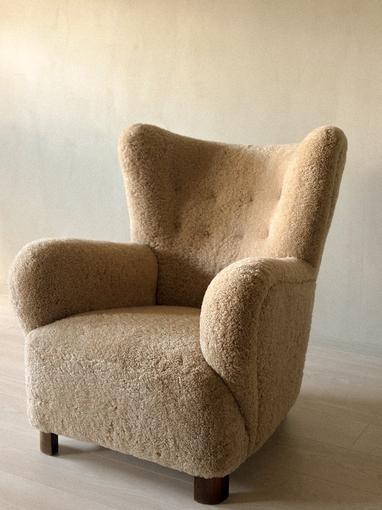 A Danish Cabinetmaker Lounge Chair in Shearling, Denmark c. 1940s - Image 7