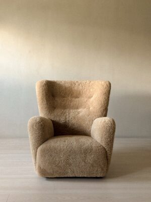A Danish Cabinetmaker Lounge Chair in Sheepskin, Denmark c. 1940s