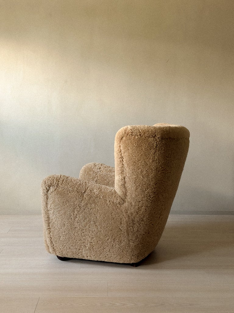 A Danish Cabinetmaker Lounge Chair in Sheepskin, Denmark c. 1940s - Image 8