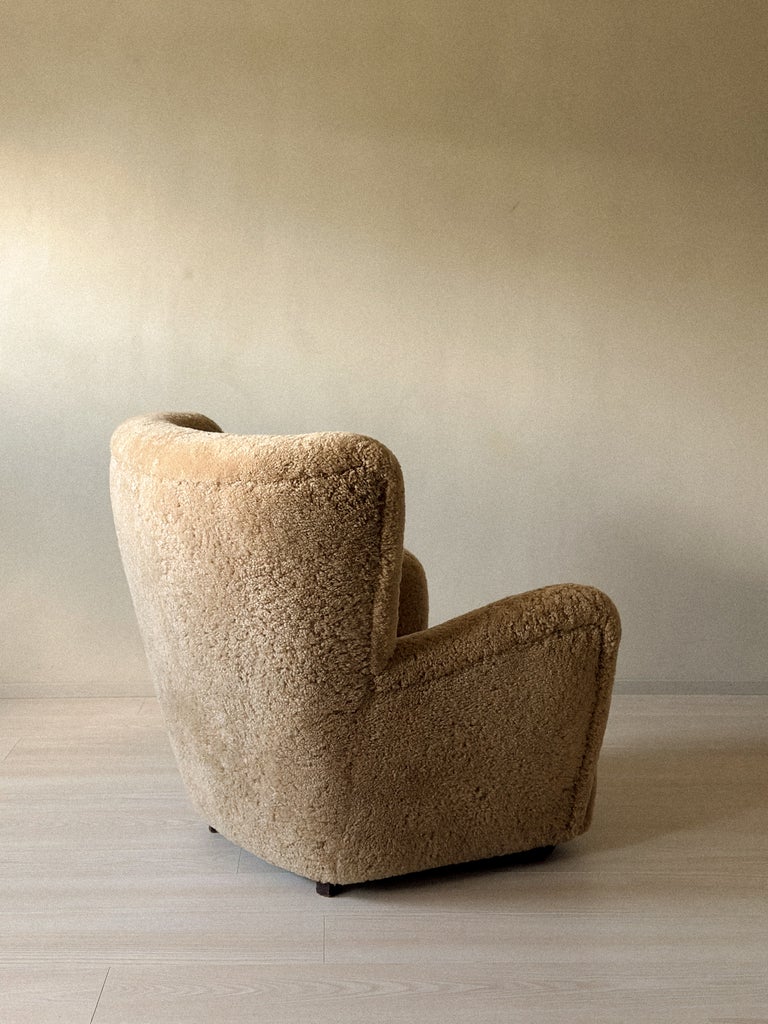 A Danish Cabinetmaker Lounge Chair in Sheepskin, Denmark c. 1940s - Image 5