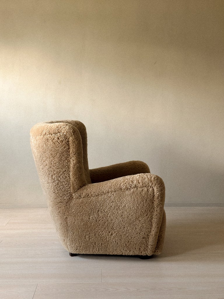 A Danish Cabinetmaker Lounge Chair in Sheepskin, Denmark c. 1940s - Image 4