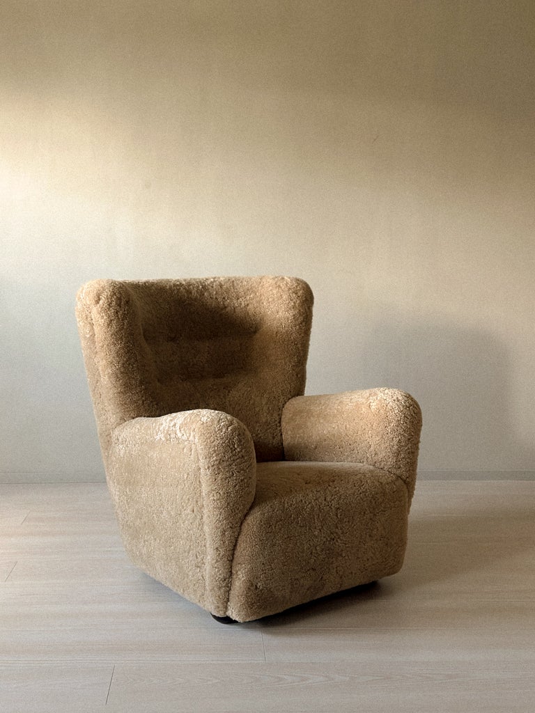 A Danish Cabinetmaker Lounge Chair in Sheepskin, Denmark c. 1940s - Image 9