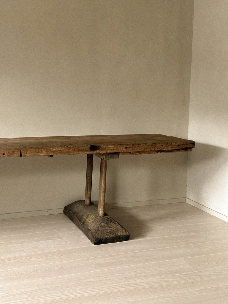 A Massive and Rare Wabi Sabi Long Table, Carved from a Single Plank, Early 1700s - Image 22