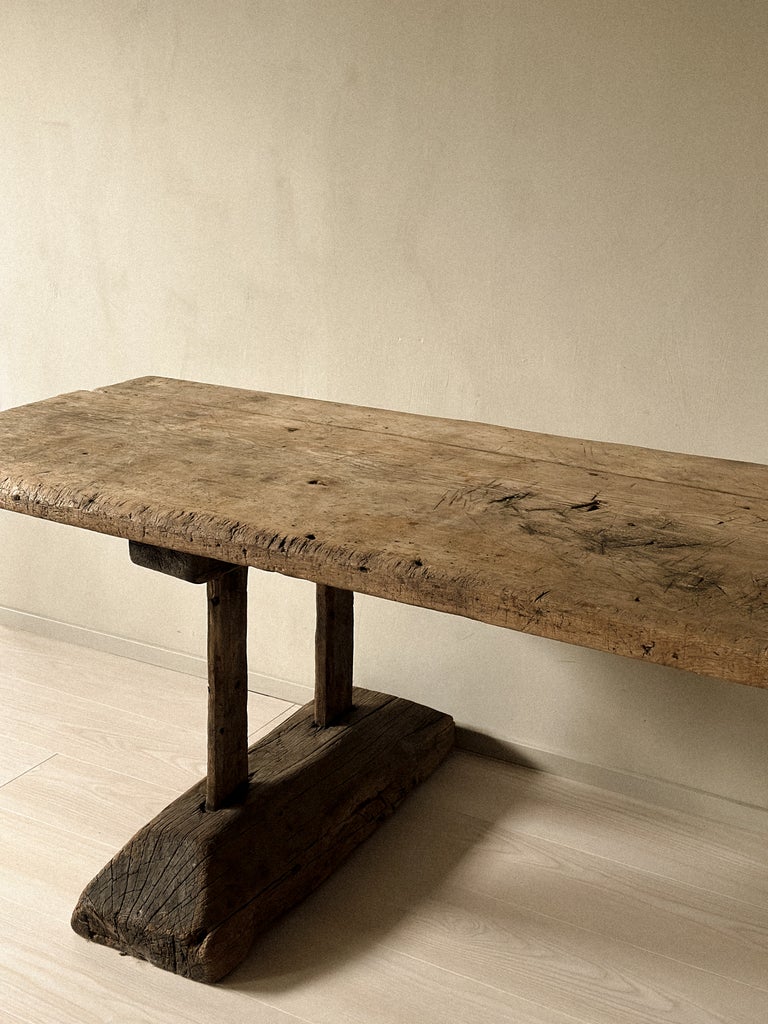 A Massive and Rare Wabi Sabi Long Table, Carved from a Single Plank, Early 1700s - Image 21