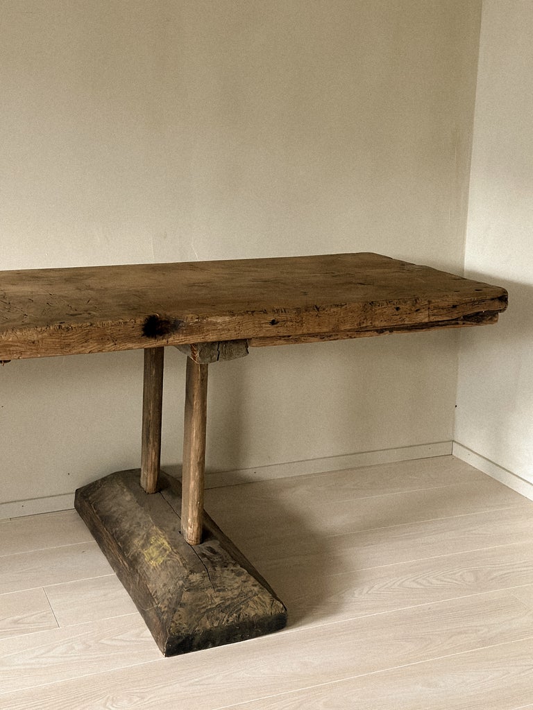 A Massive and Rare Wabi Sabi Long Table, Carved from a Single Plank, Early 1700s - Image 20