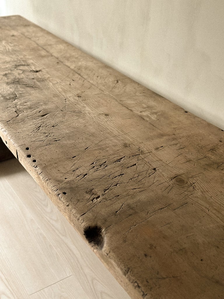 A Massive and Rare Wabi Sabi Long Table, Carved from a Single Plank, Early 1700s - Image 18