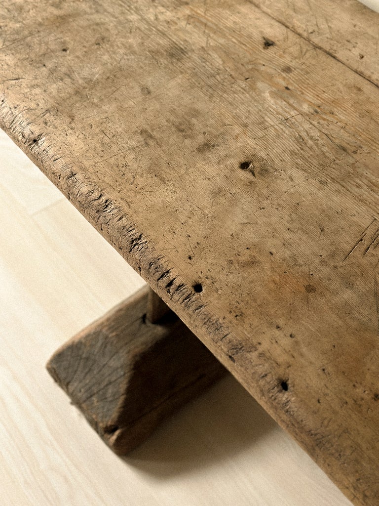 A Massive and Rare Wabi Sabi Long Table, Carved from a Single Plank, Early 1700s - Image 17