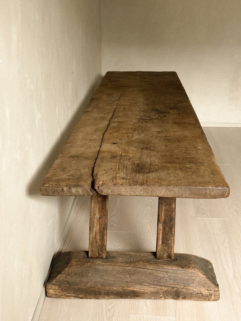 A Massive and Rare Wabi Sabi Long Table, Carved from a Single Plank, Early 1700s - Image 14