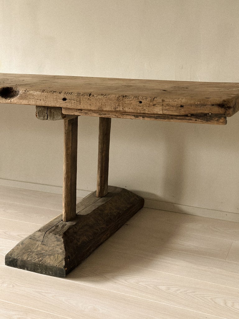 A Massive and Rare Wabi Sabi Long Table, Carved from a Single Plank, Early 1700s - Image 13