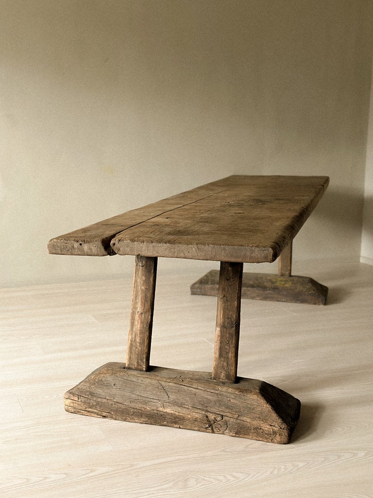 A Massive and Rare Wabi Sabi Long Table, Carved from a Single Plank, Early 1700s - Image 11