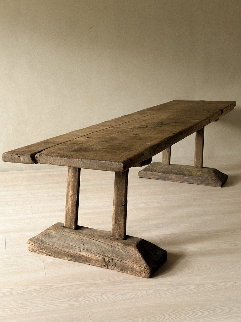 A Massive and Rare Wabi Sabi Long Table, Carved from a Single Plank, Early 1700s - Image 3