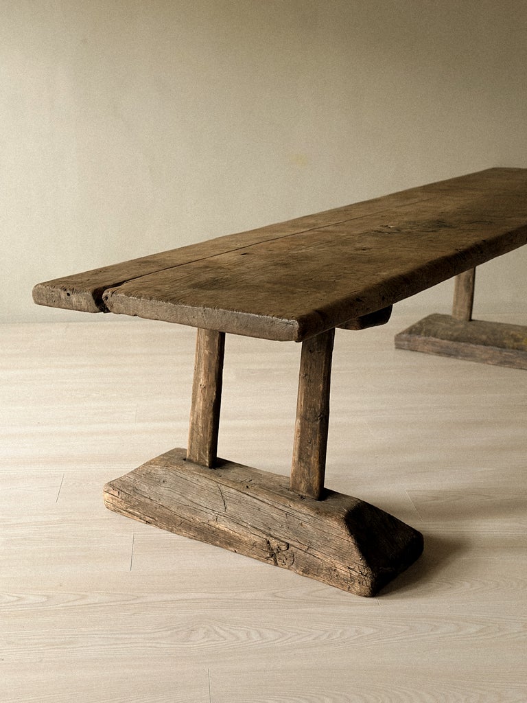 A Massive and Rare Wabi Sabi Long Table, Carved from a Single Plank, Early 1700s - Image 10