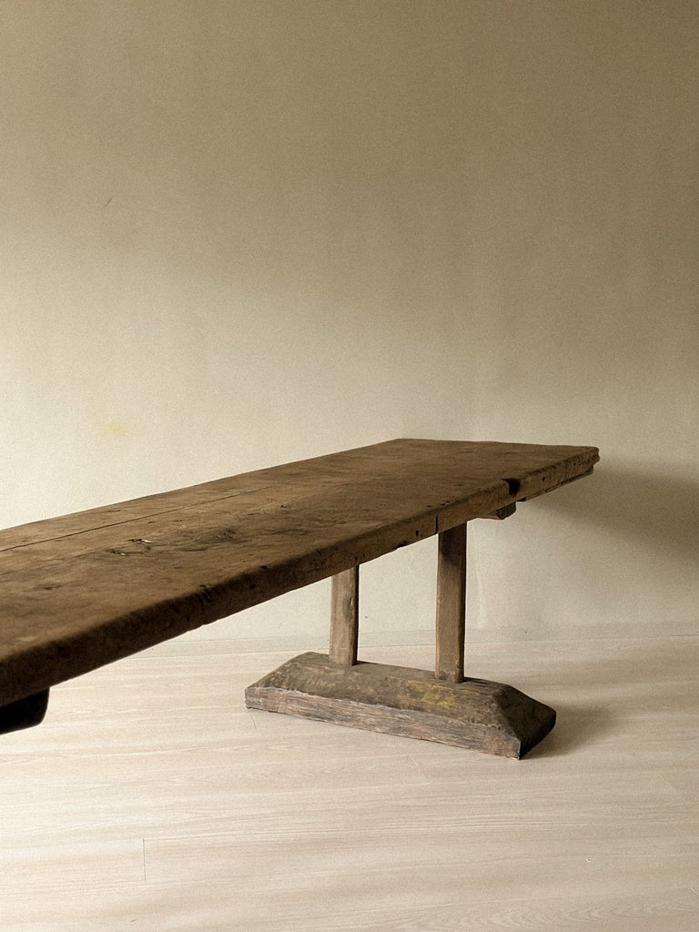 A Massive and Rare Wabi Sabi Long Table, Carved from a Single Plank, Early 1700s - Image 7