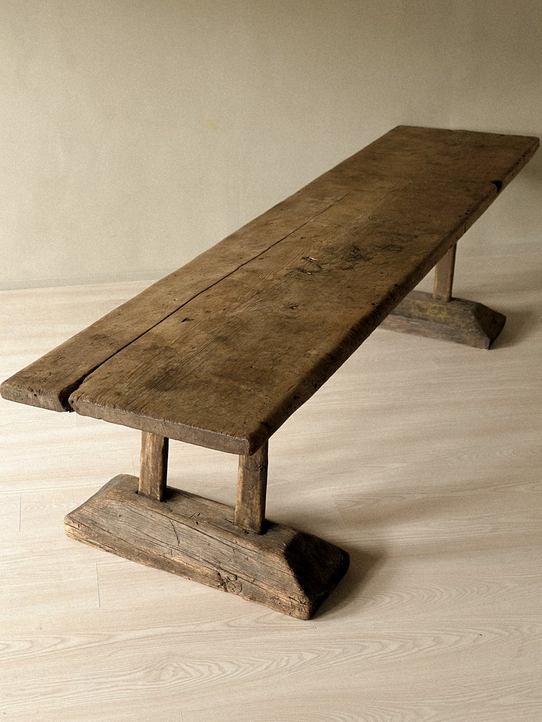 A Massive and Rare Wabi Sabi Long Table, Carved from a Single Plank, Early 1700s - Image 6