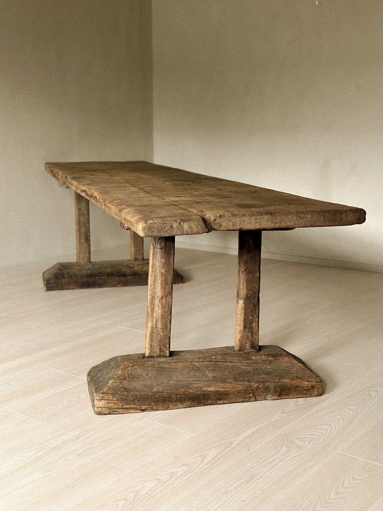 A Massive and Rare Wabi Sabi Long Table, Carved from a Single Plank, Early 1700s - Image 5