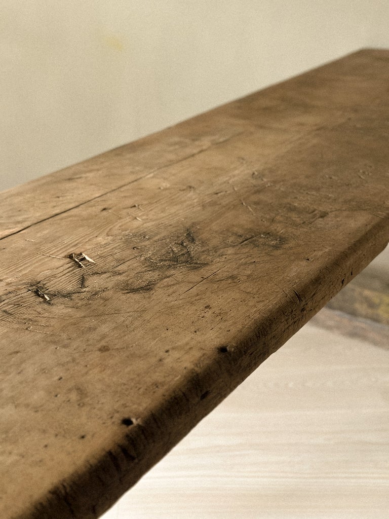 A Massive and Rare Wabi Sabi Long Table, Carved from a Single Plank, Early 1700s - Image 9