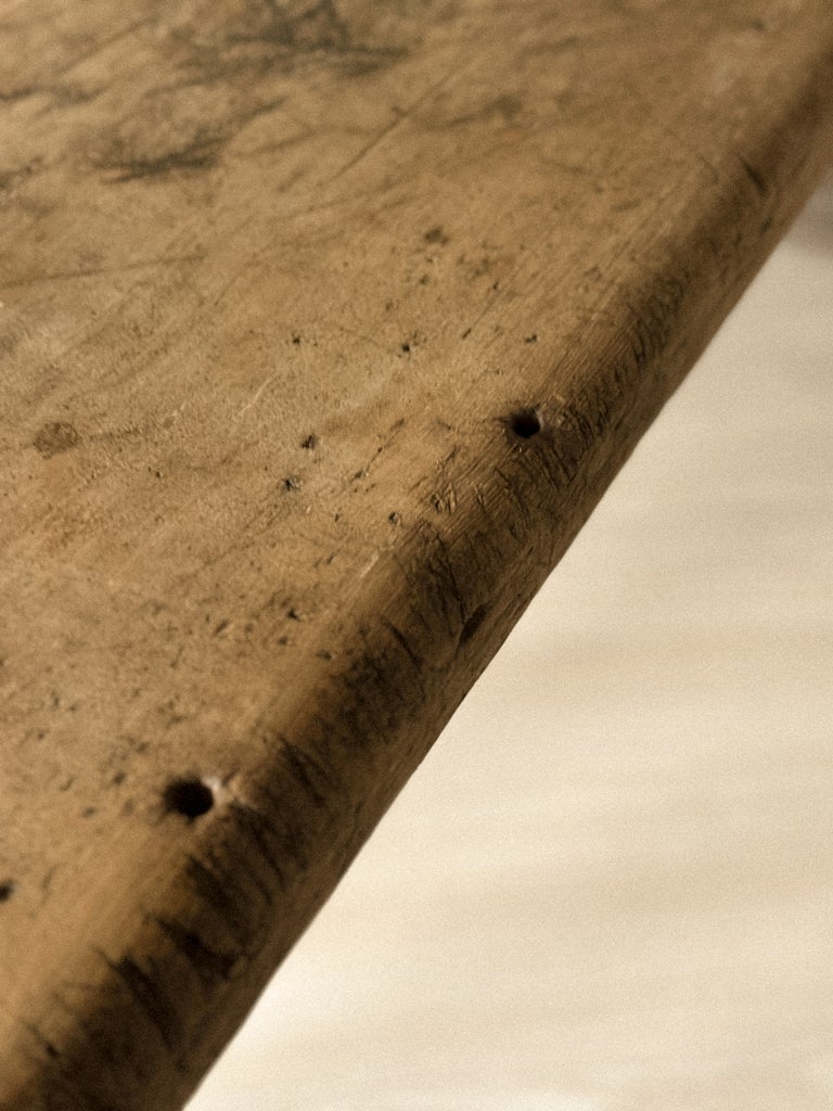 A Massive and Rare Wabi Sabi Long Table, Carved from a Single Plank, Early 1700s - Image 8