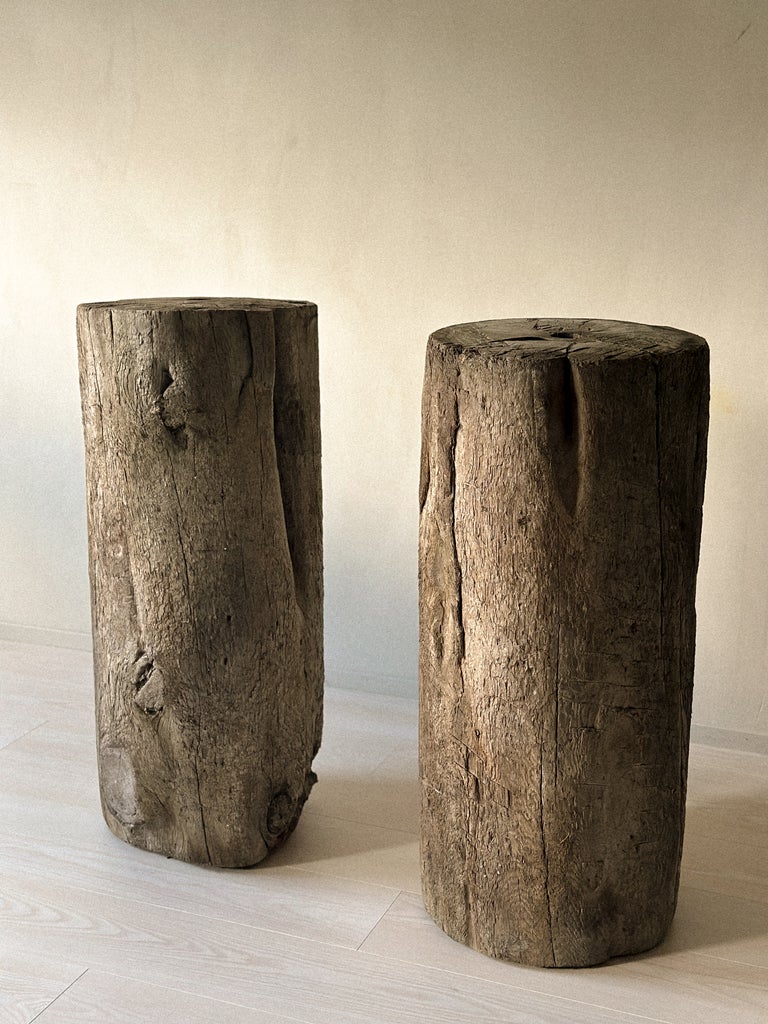 A Pair of Massive Wooden Pedestals, Norway c. 1800s - Image 2