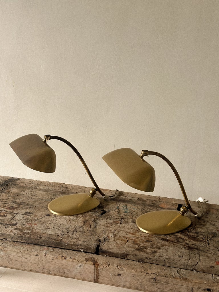 A Pair of Mid-Century Brass Piano Lamps, Norway c. 1960s - Image 4