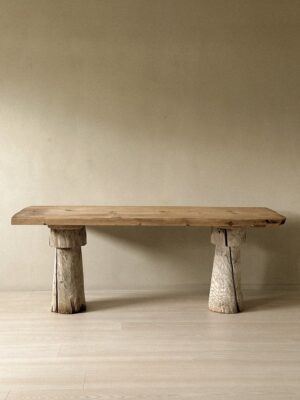 A Primitive Console Table on Sculpted Pedestal Legs, Scandinavia c. 1800s